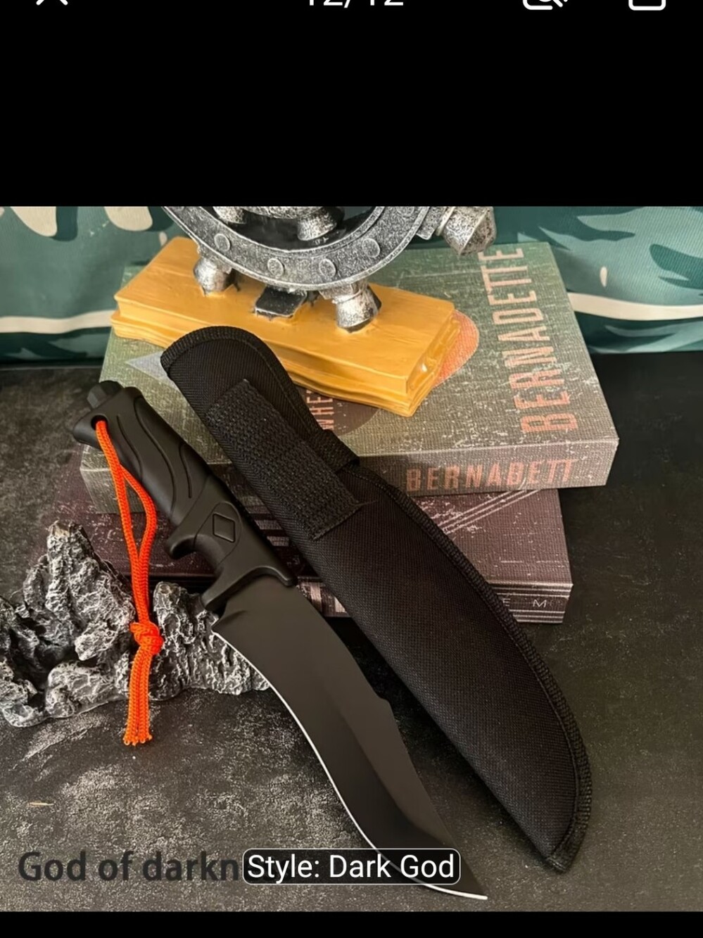 Black Tactical Fixed Blade Knife....New